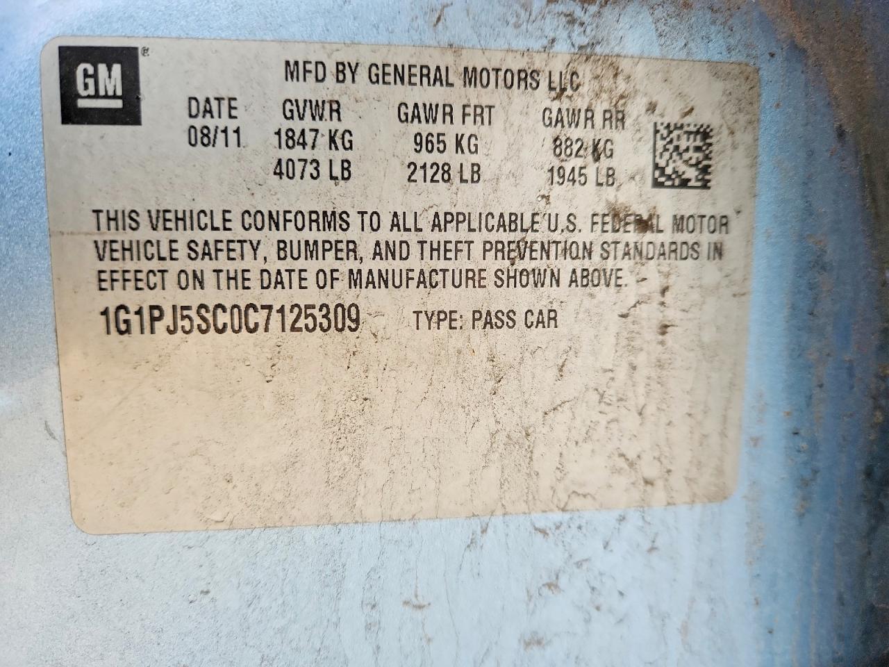 2012 CHEVROLET CRUZE