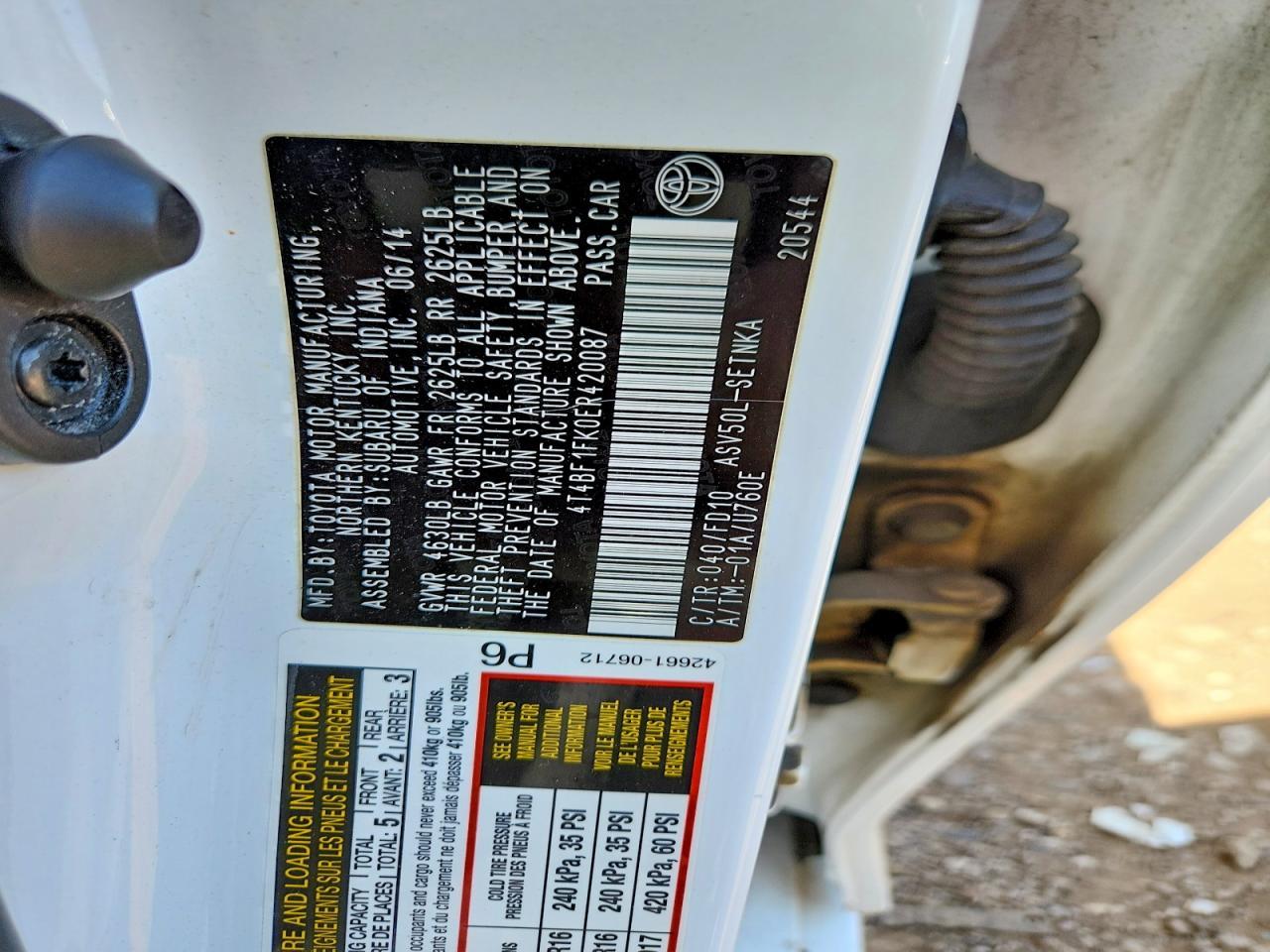 2014 TOYOTA CAMRY