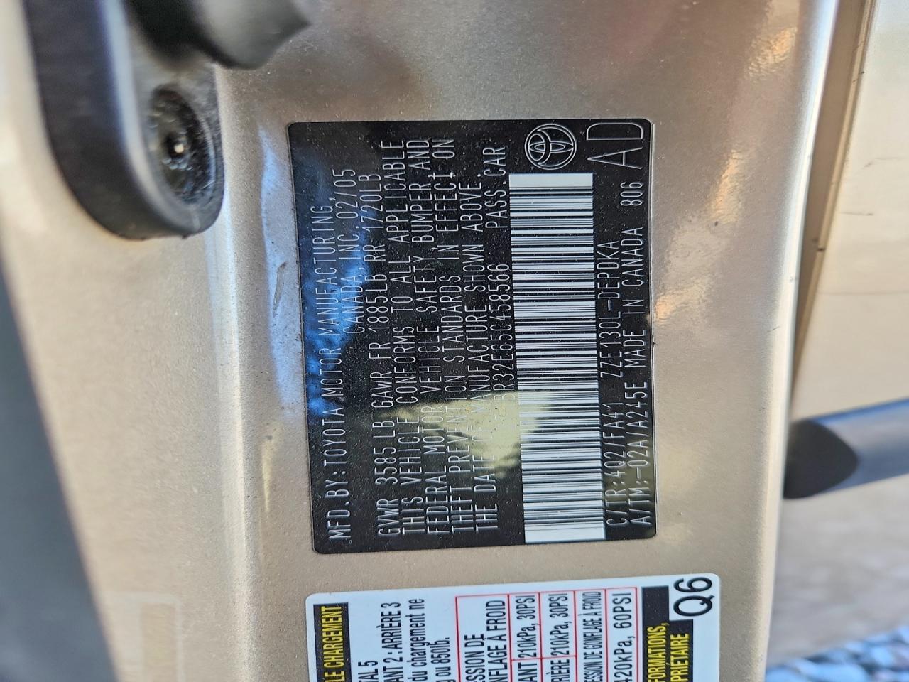 2005 TOYOTA COROLLA