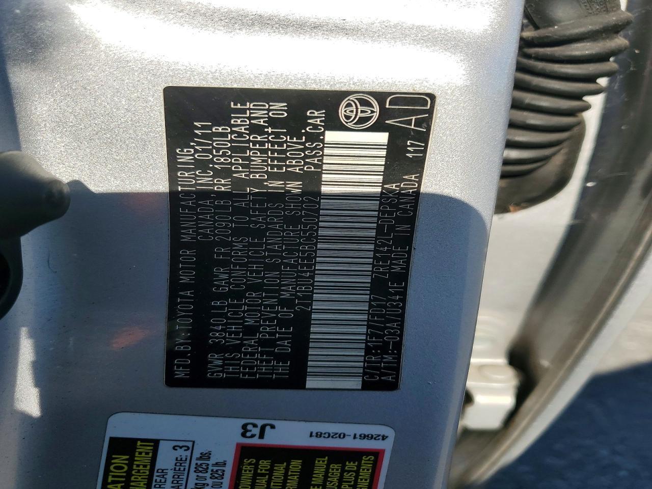 2011 TOYOTA COROLLA