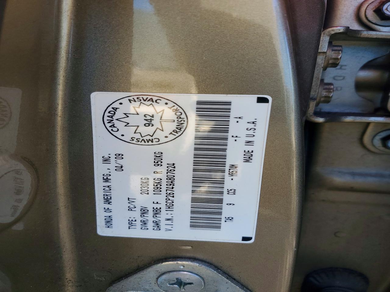 2009 HONDA ACCORD