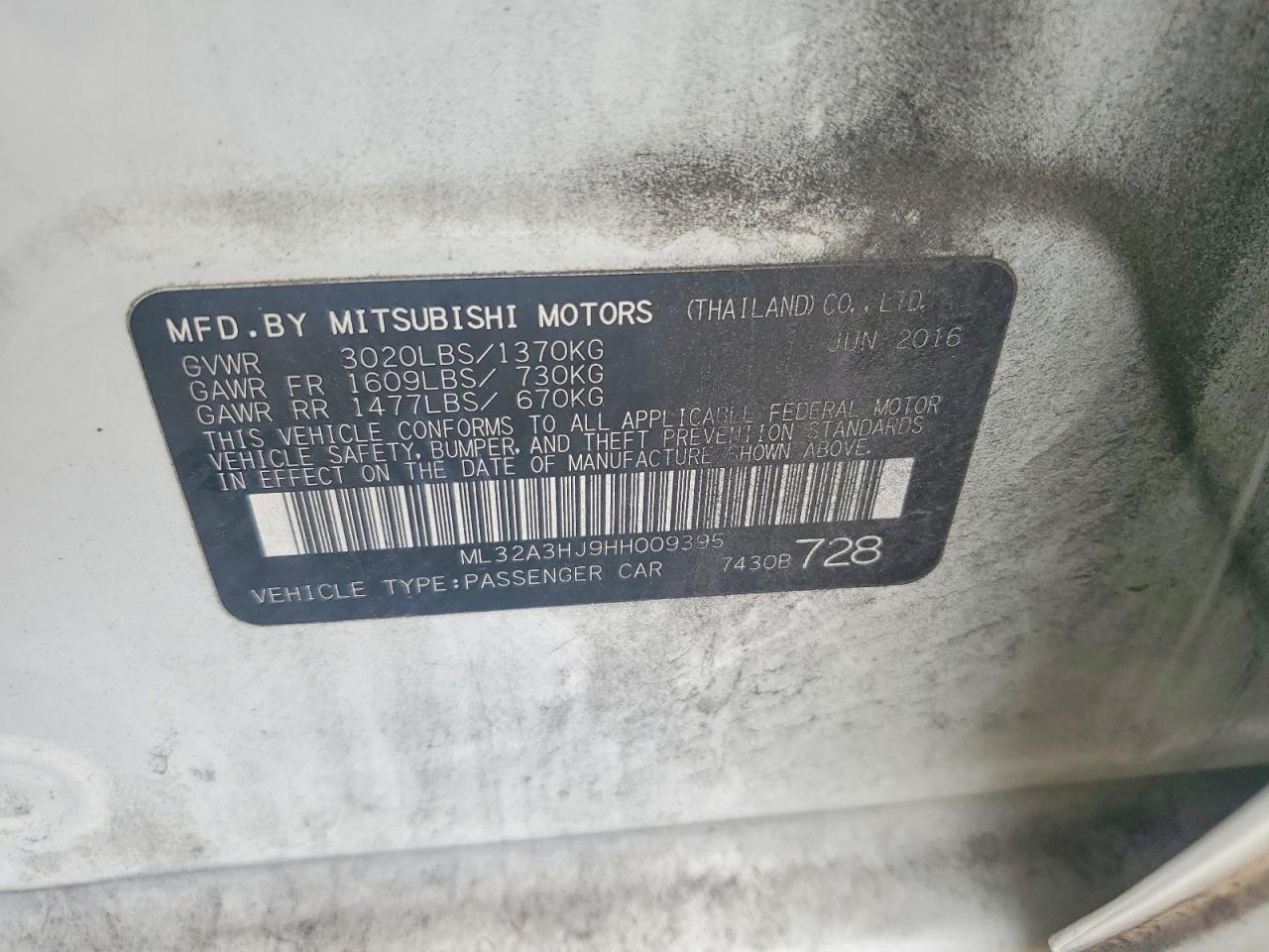 2017 MITSUBISHI MIRAGE