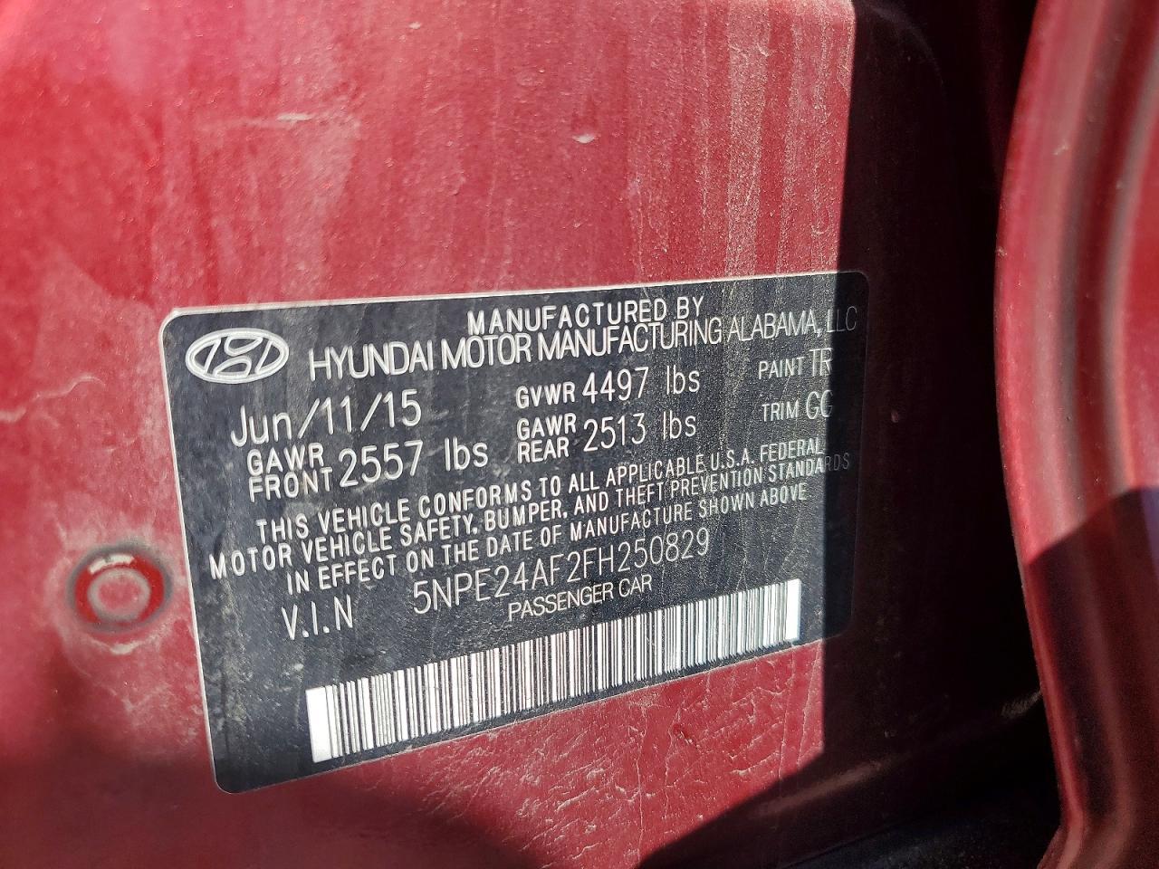 2015 HYUNDAI SONATA