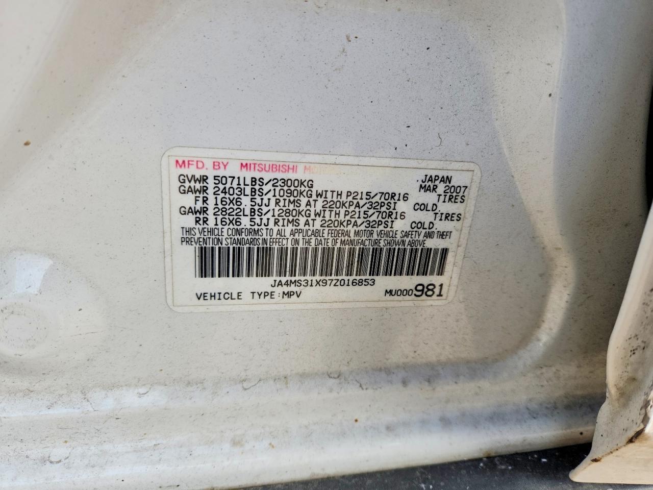 2007 MITSUBISHI outlander
