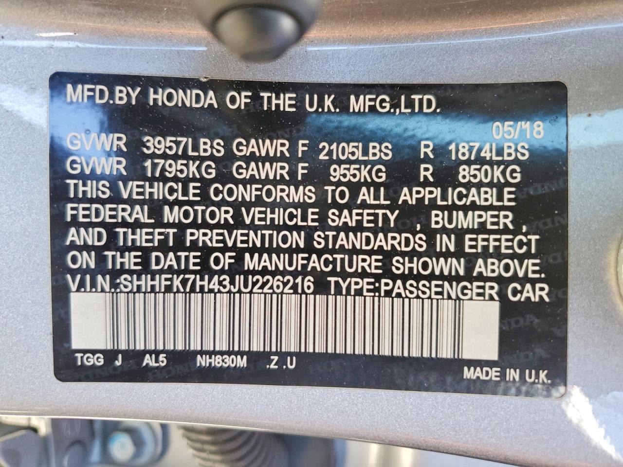 2018 HONDA CIVIC