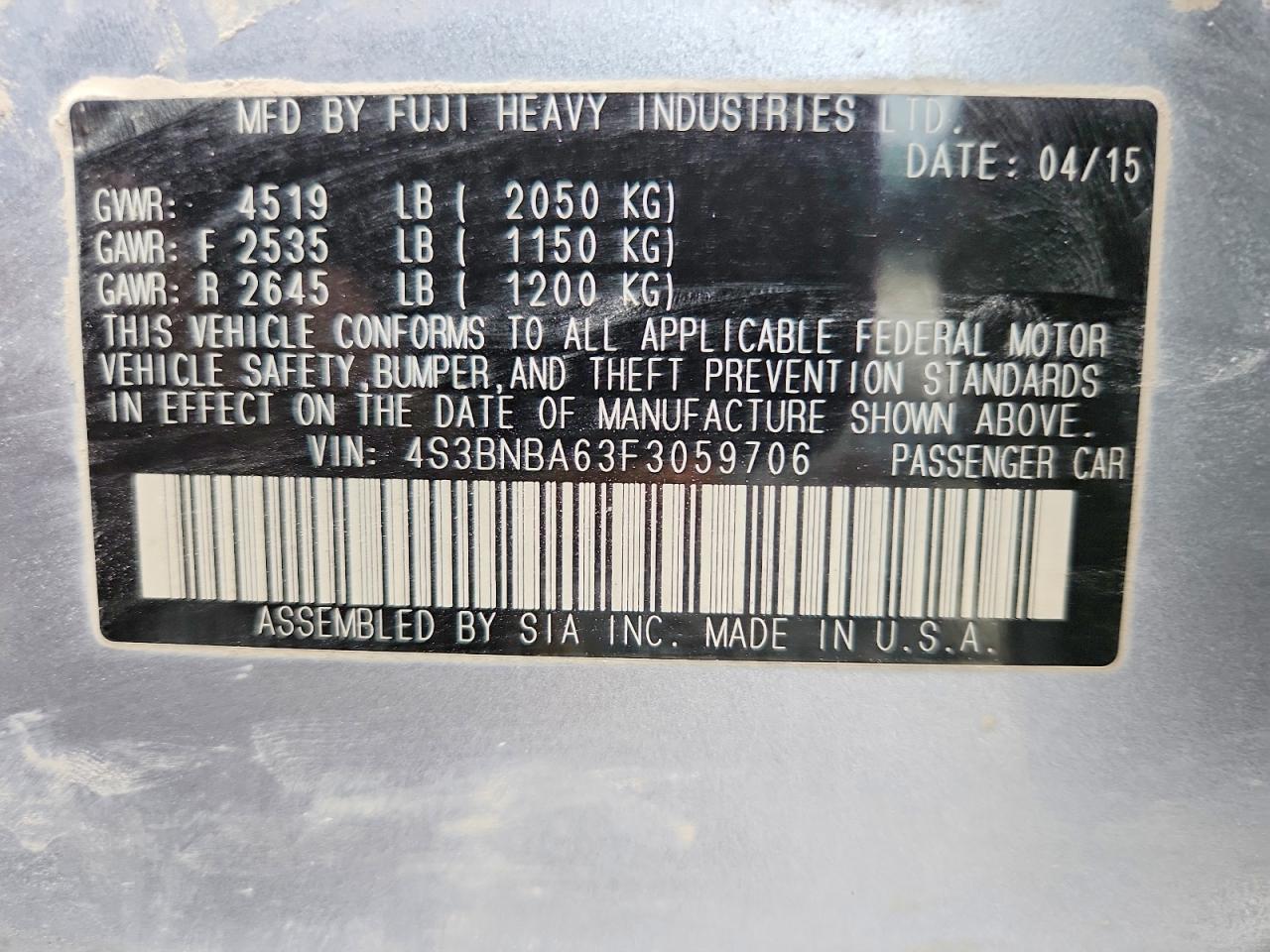 2015 SUBARU Legacy