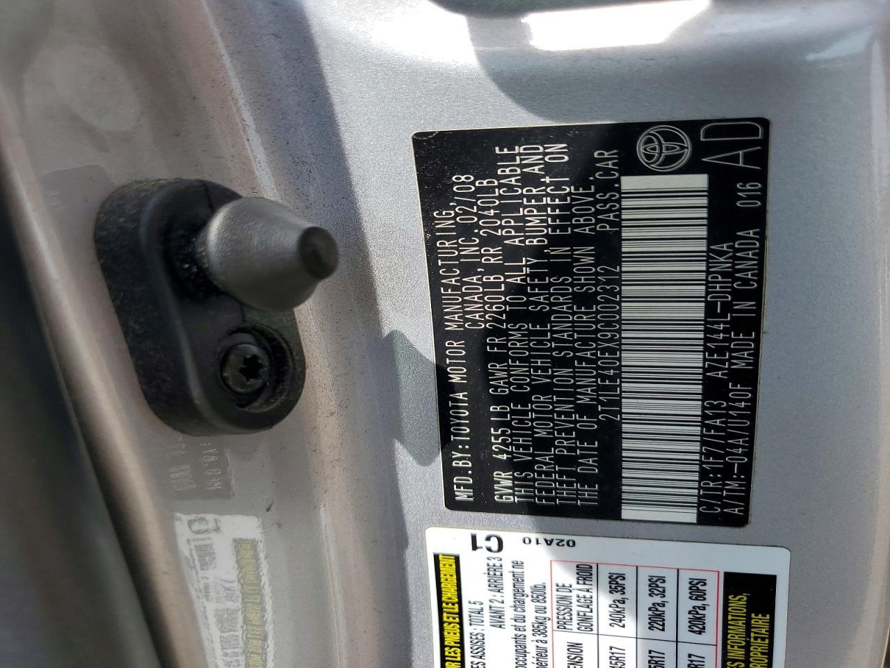 2009 TOYOTA COROLLA