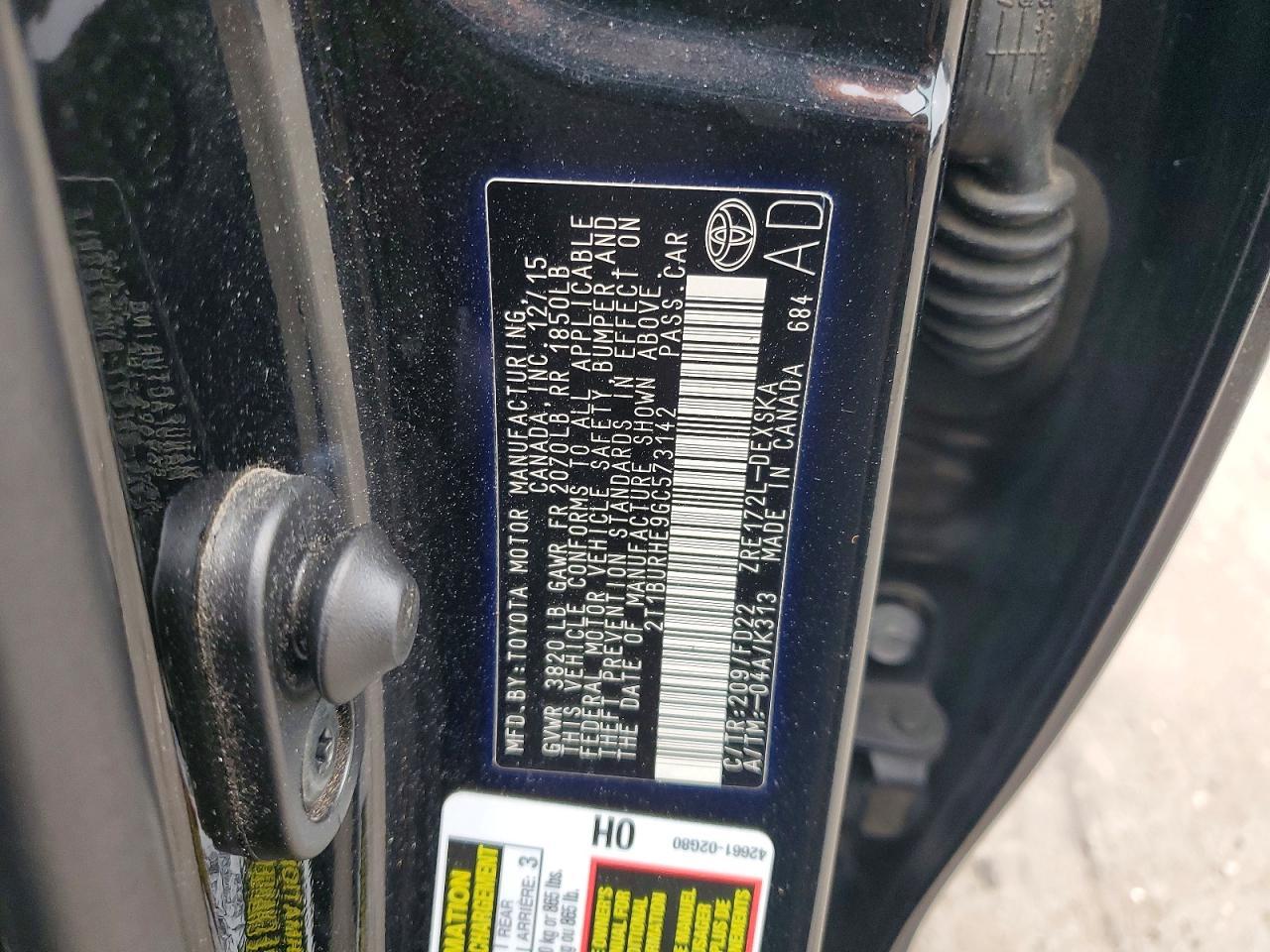 2016 TOYOTA COROLLA