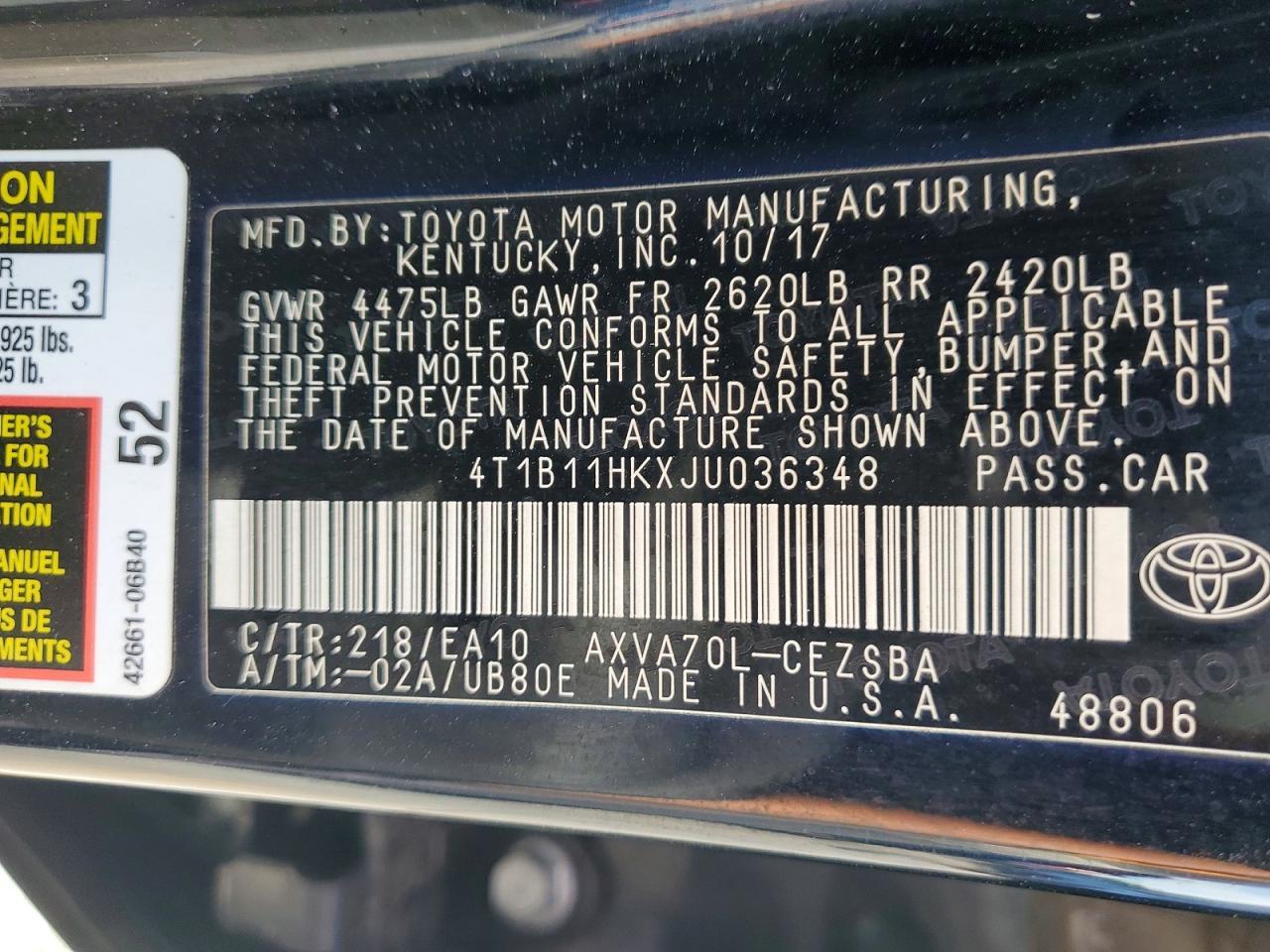 2018 TOYOTA CAMRY