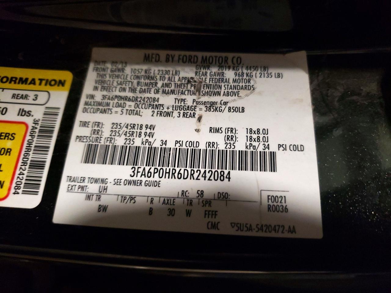 2013 FORD FUSION