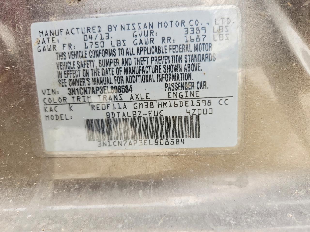 2014 NISSAN VERSA