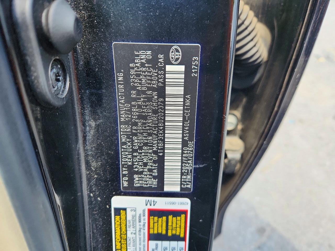 2011 TOYOTA CAMRY