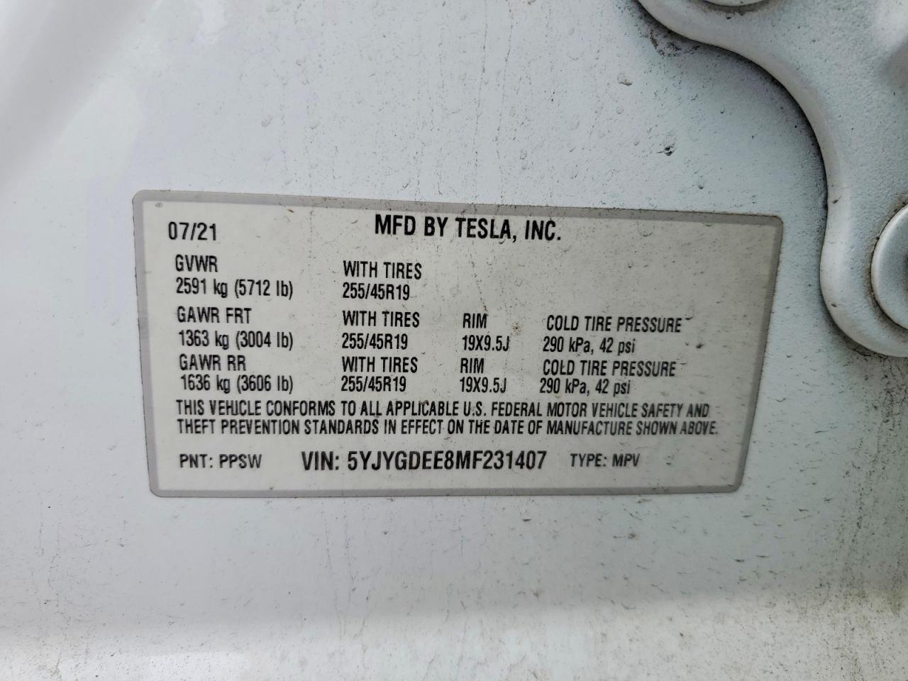 2021 TESLA MODEL Y