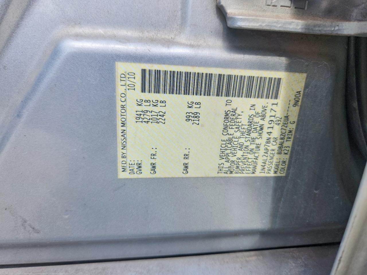 2011 NISSAN ALTIMA