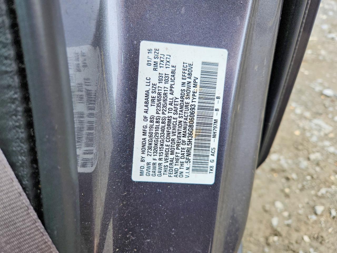 2016 HONDA ODYSSEY