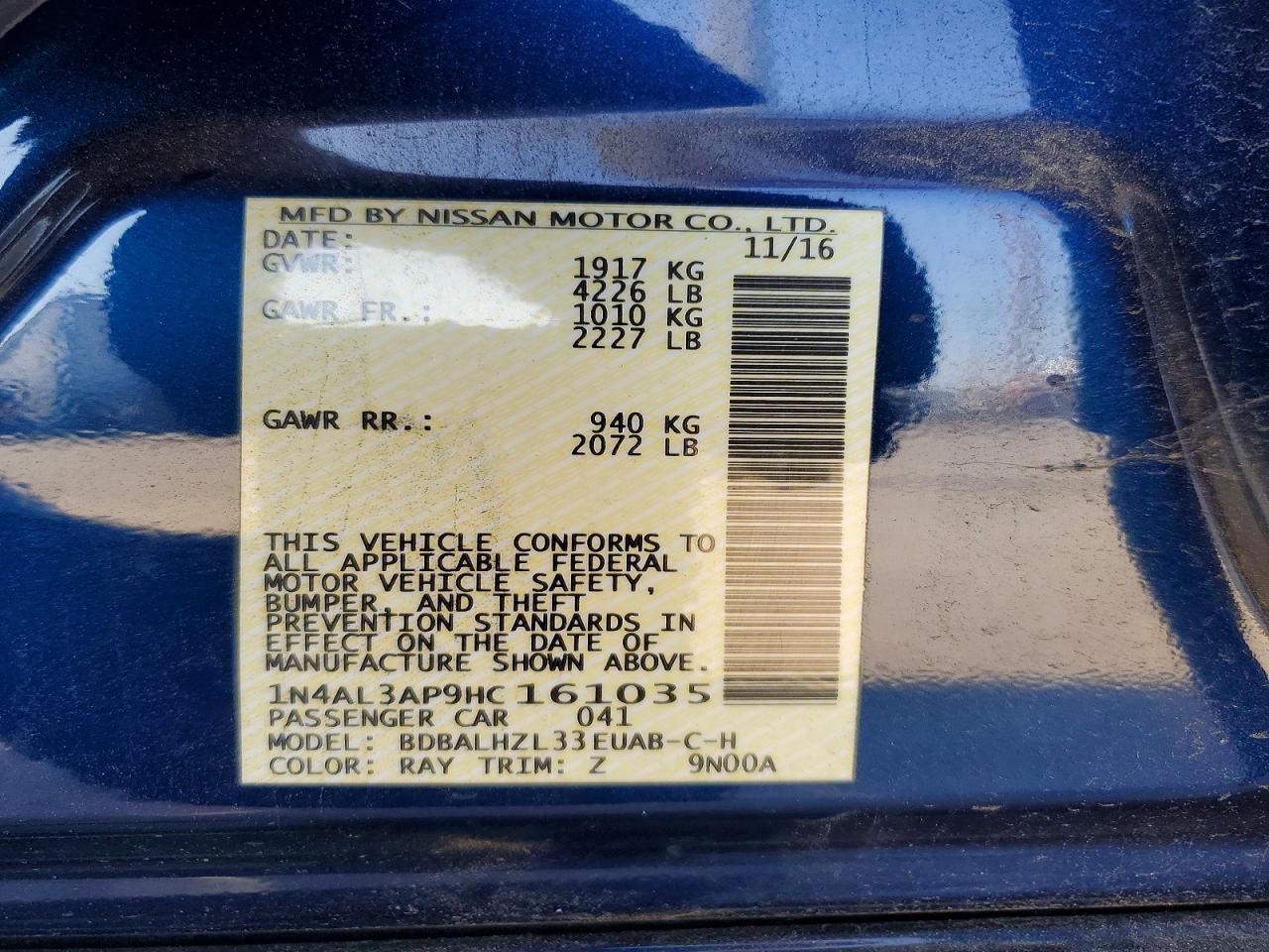 2017 NISSAN ALTIMA