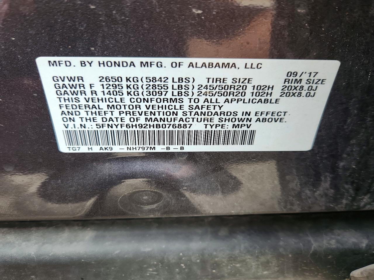 2017 HONDA PILOT