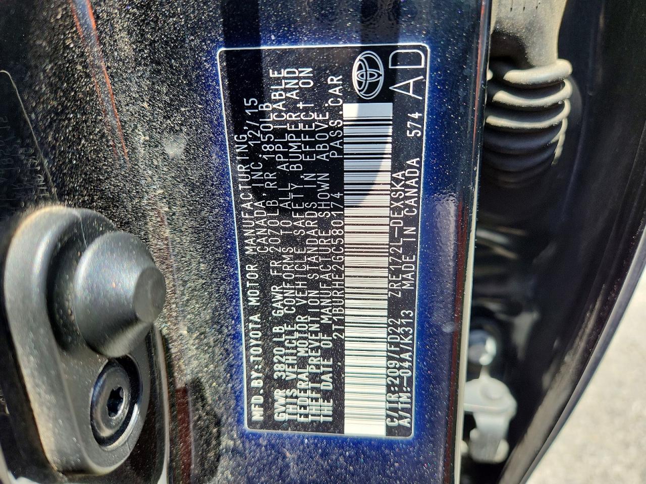 2016 TOYOTA COROLLA