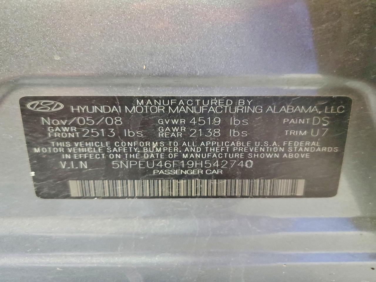 2009 HYUNDAI SONATA