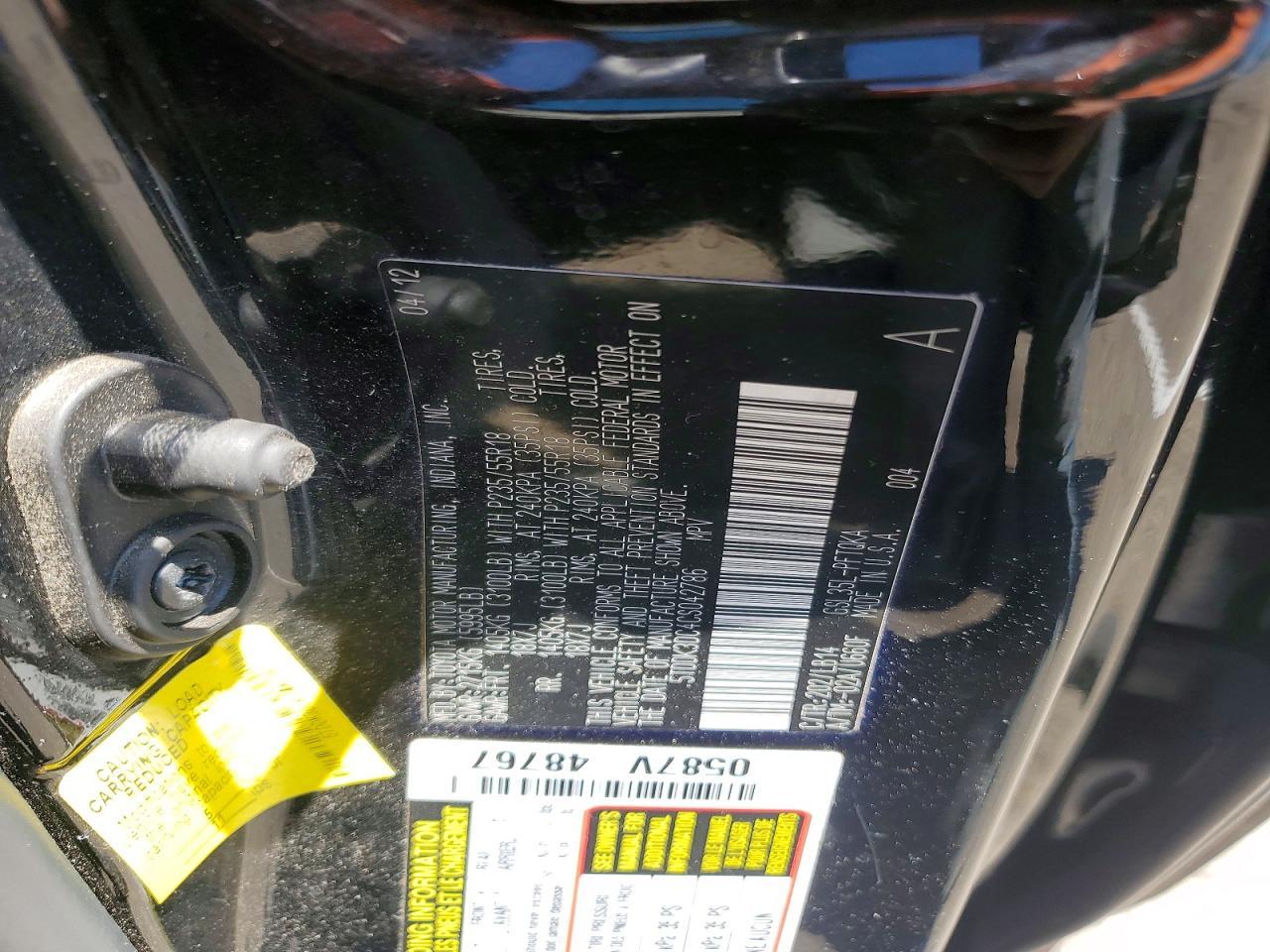 2012 TOYOTA SIENNA