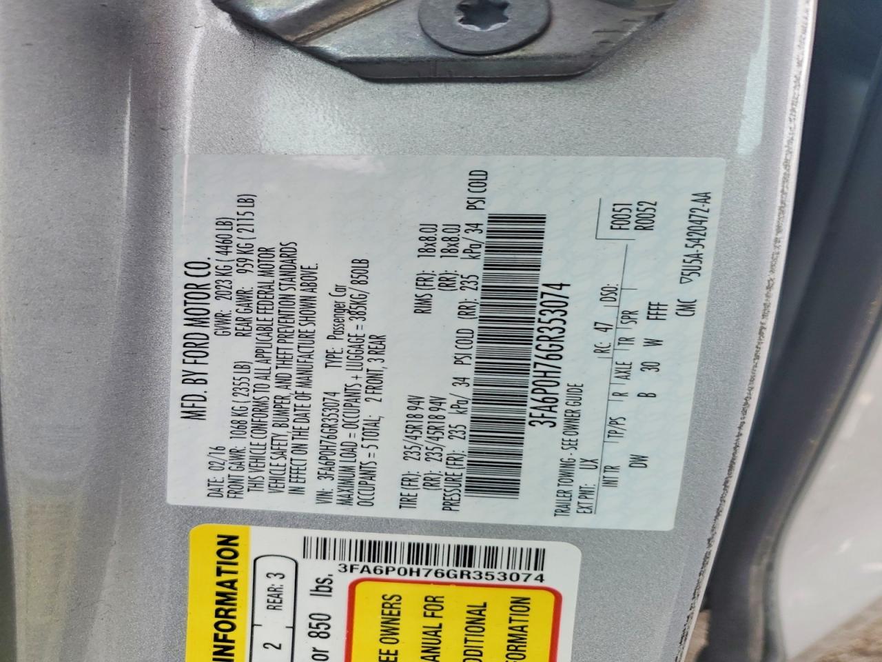 2016 FORD FUSION