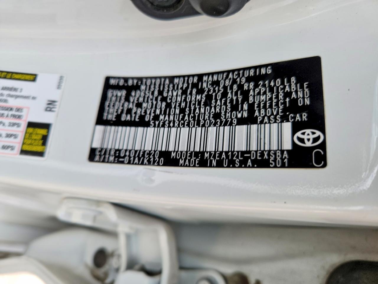 2020 TOYOTA COROLLA