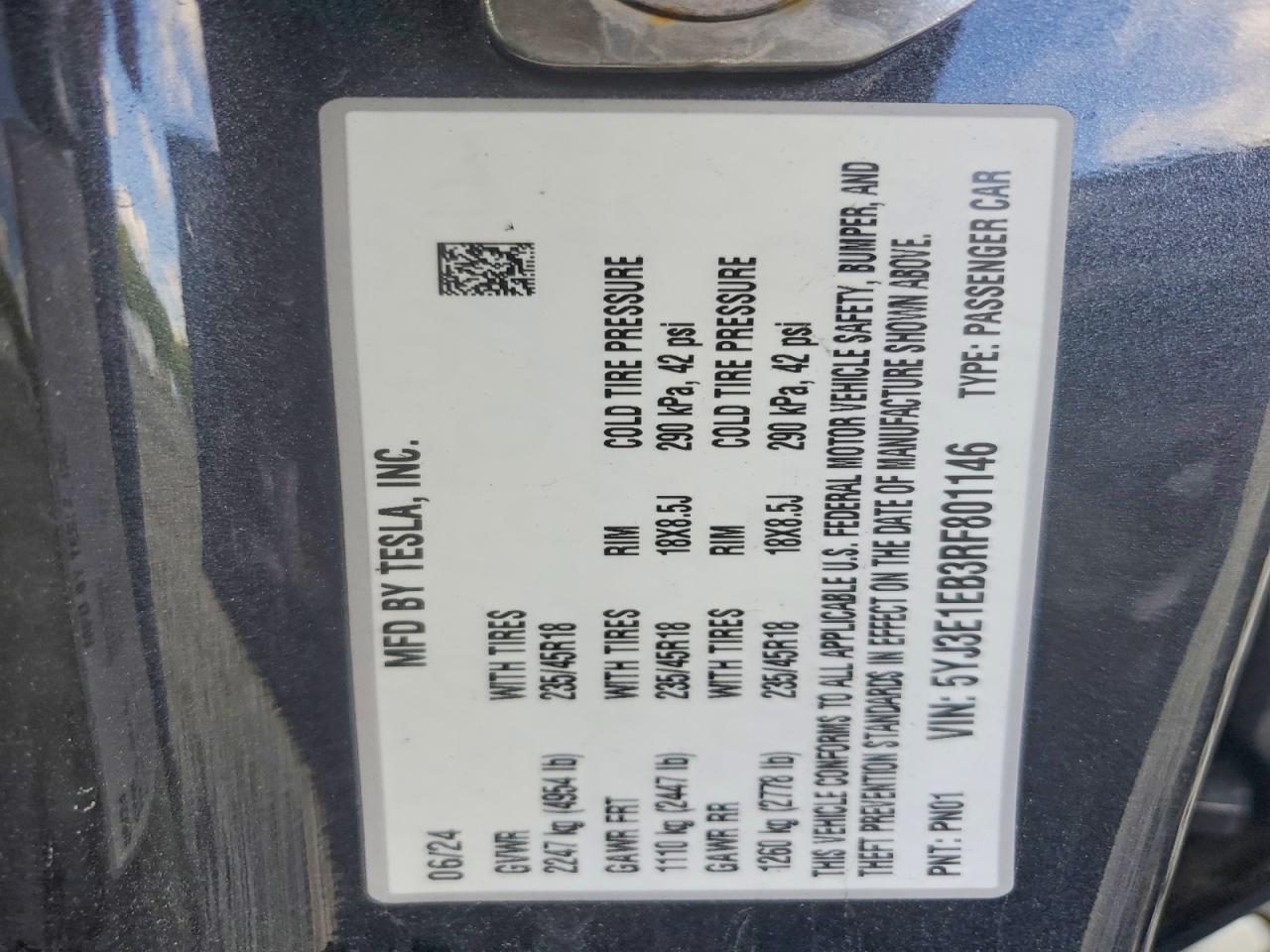 2024 TESLA MODEL 3