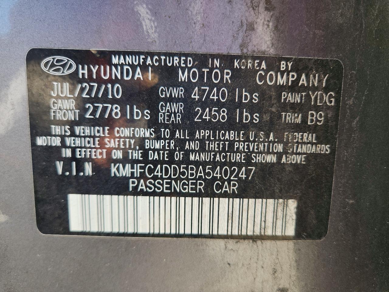 2011 HYUNDAI Azera