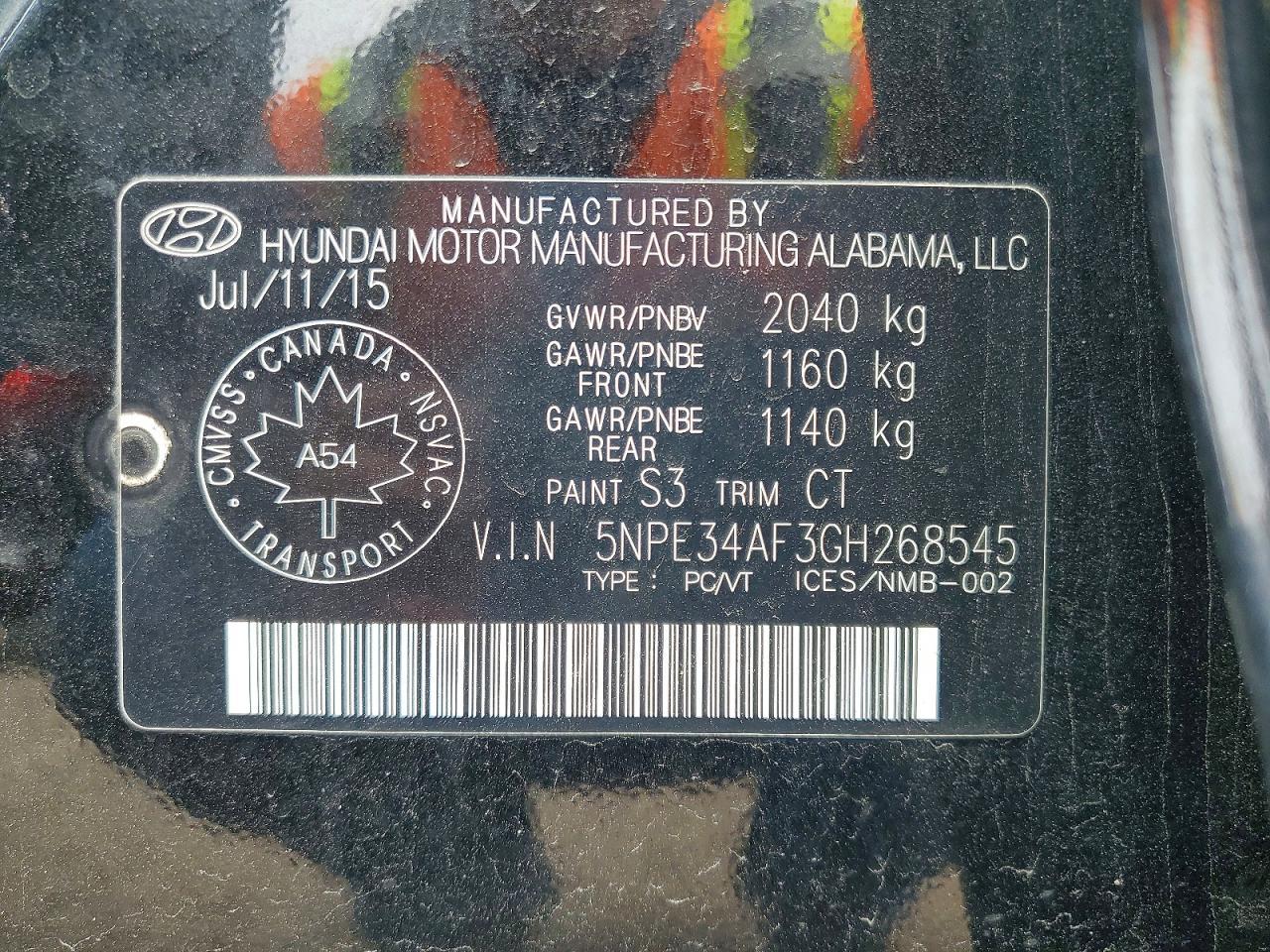 2016 HYUNDAI SONATA