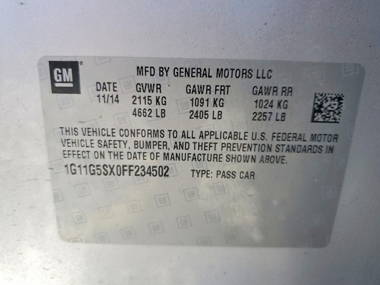 2015 CHEVROLET MALIBU