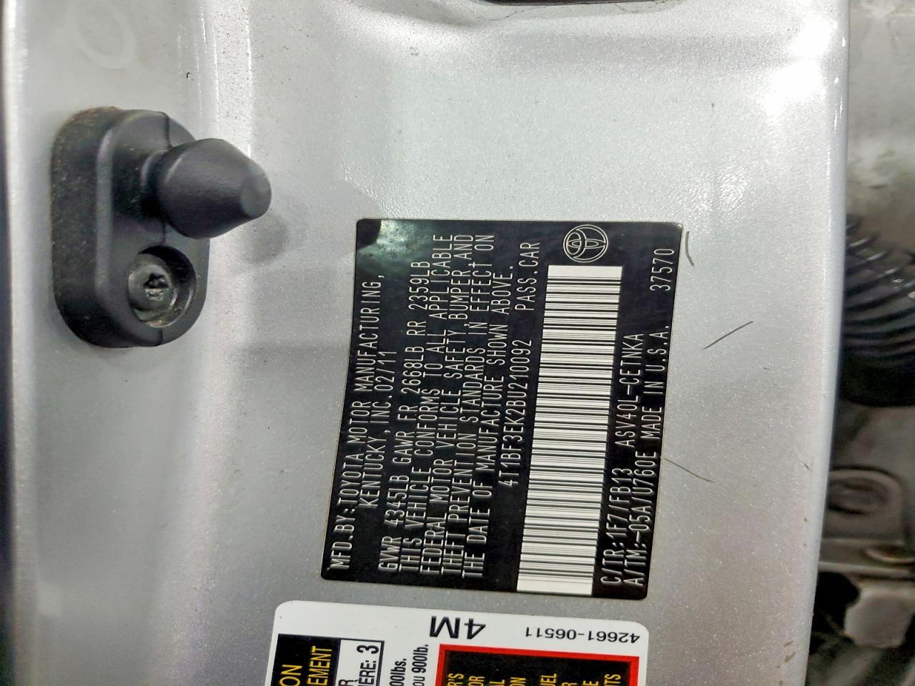 2011 TOYOTA CAMRY