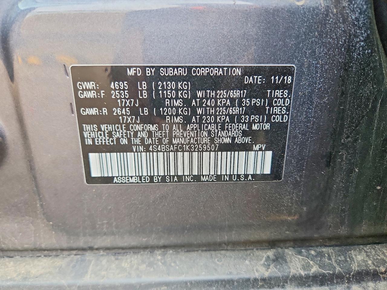 2019 SUBARU Outback