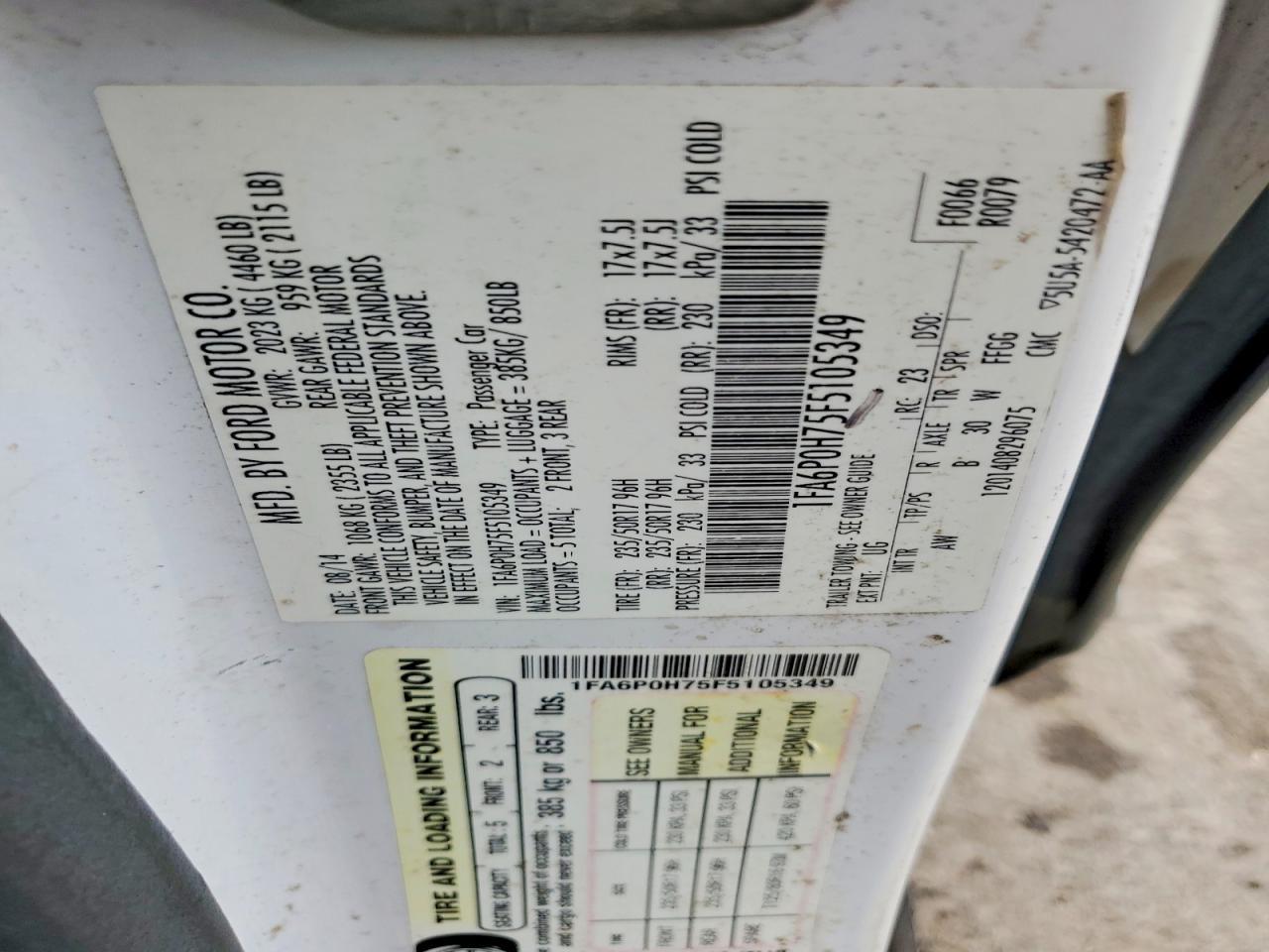 2015 FORD FUSION