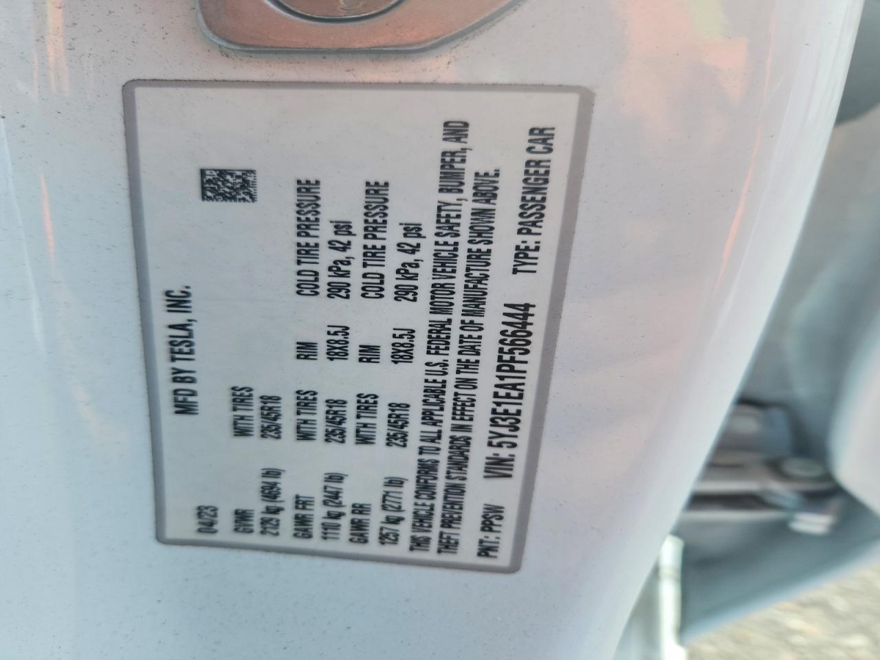 2023 TESLA MODEL 3