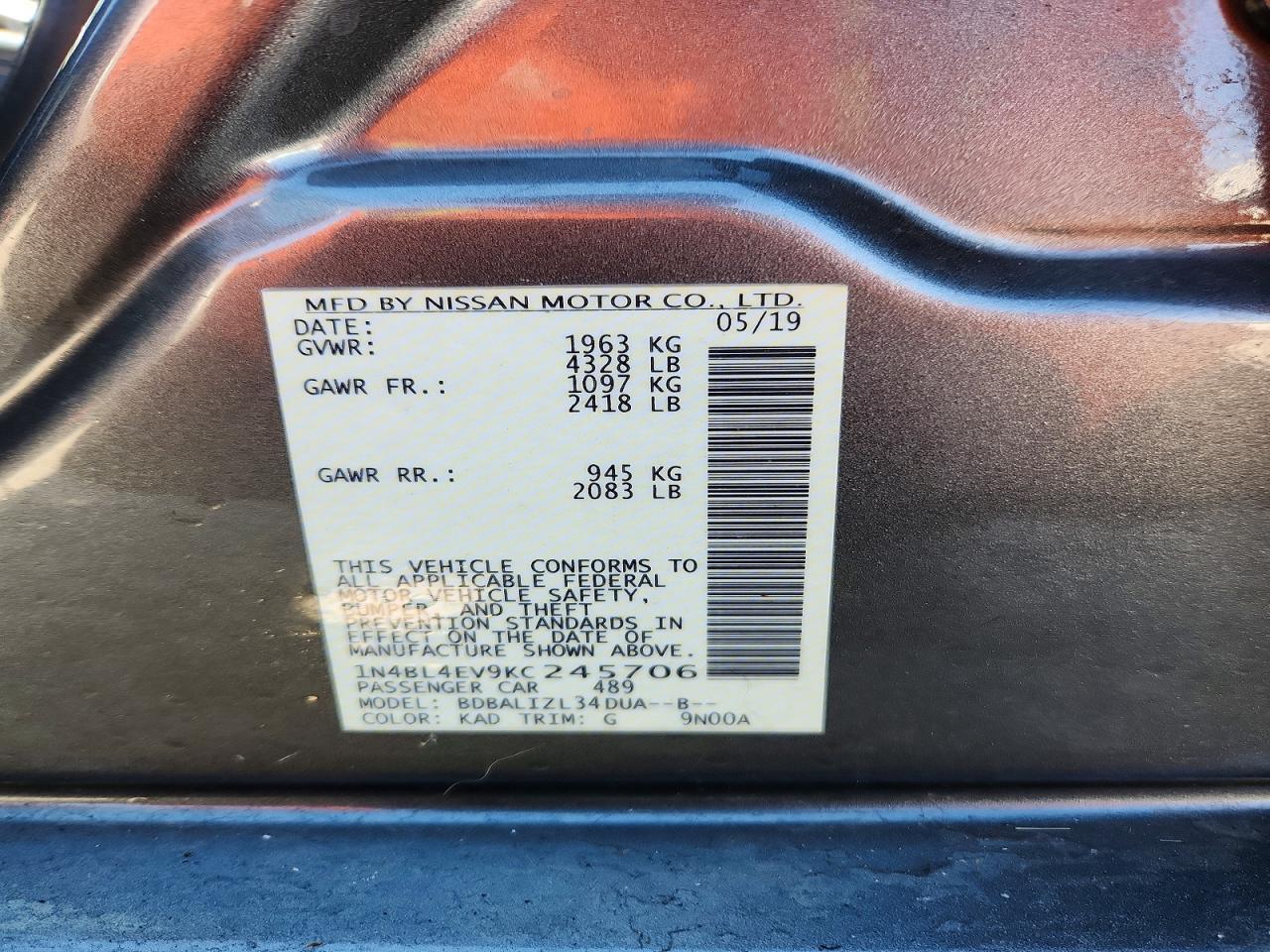 2019 NISSAN ALTIMA