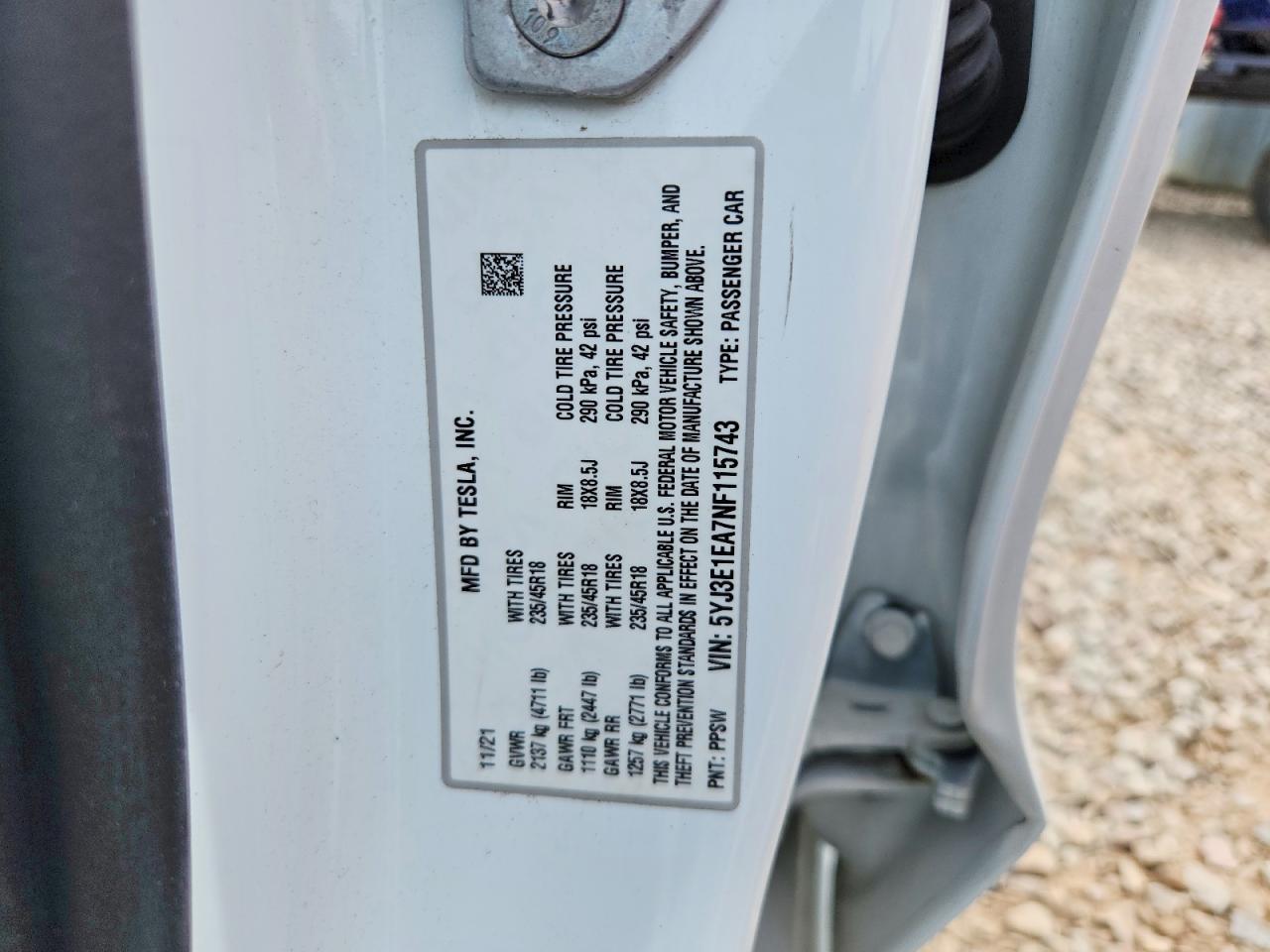 2022 TESLA MODEL 3