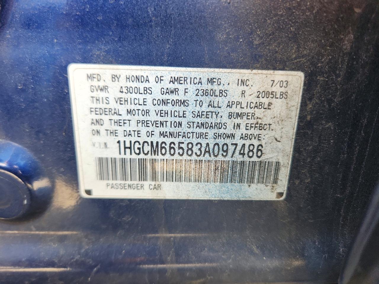 2003 HONDA ACCORD