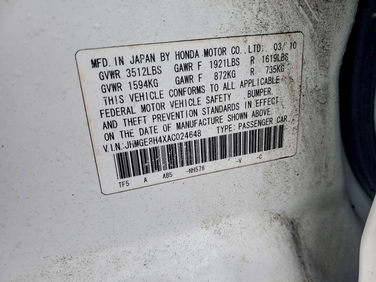 2010 HONDA FIT