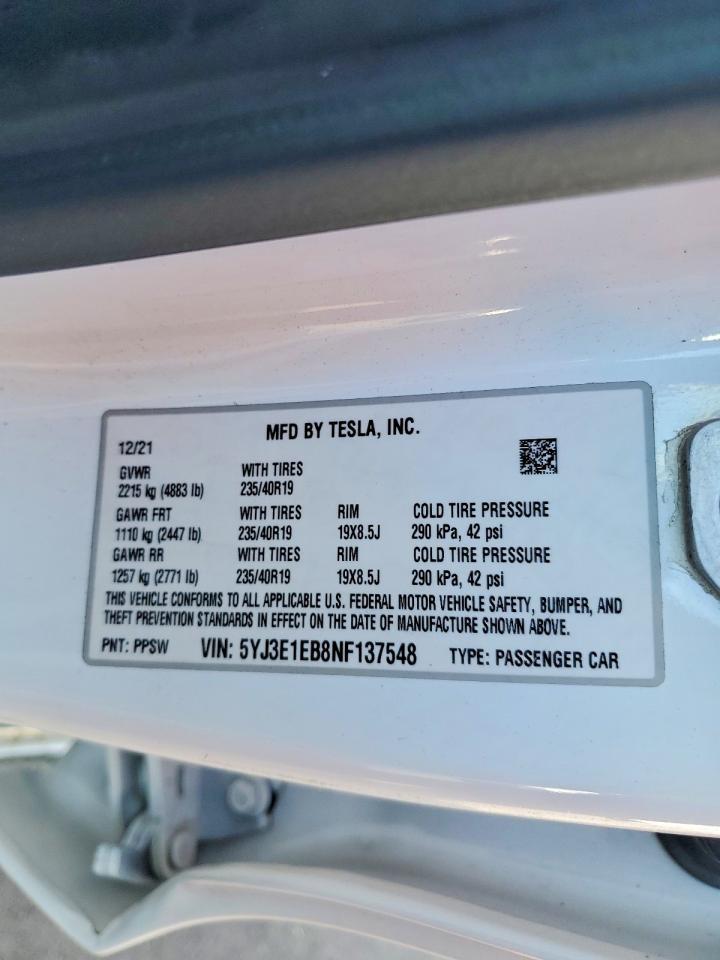 2022 TESLA MODEL 3