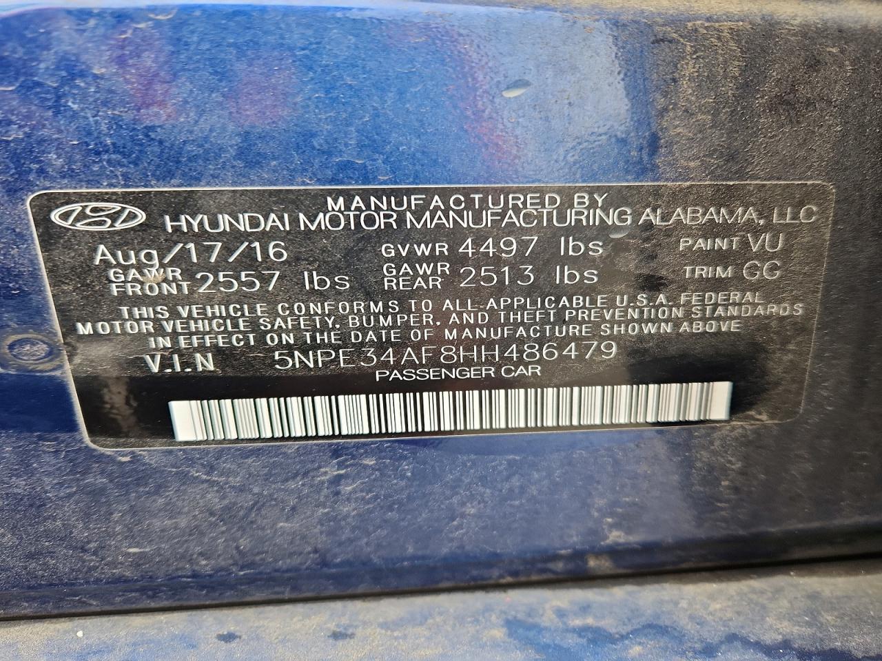 2017 HYUNDAI SONATA