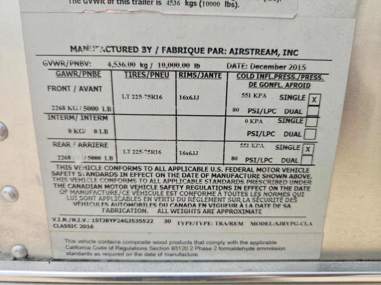 2016 AIRSTREAM Camper