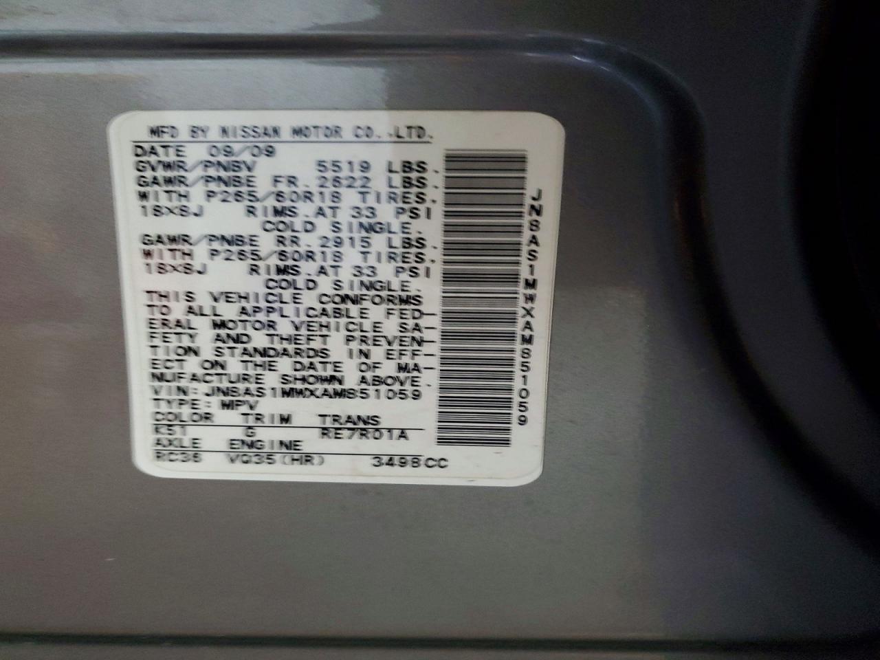 2010 INFINITI FX35