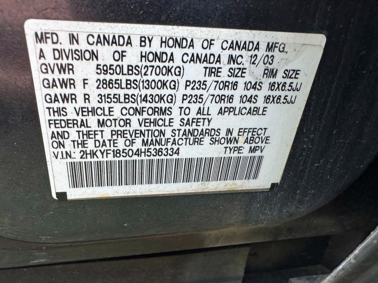2004 HONDA PILOT