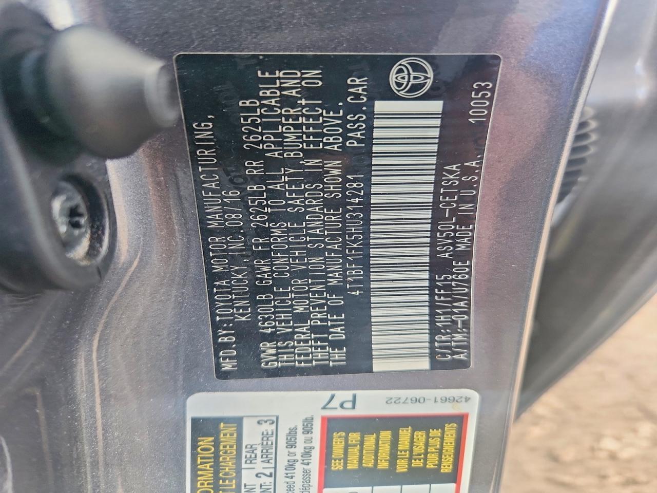2017 TOYOTA CAMRY