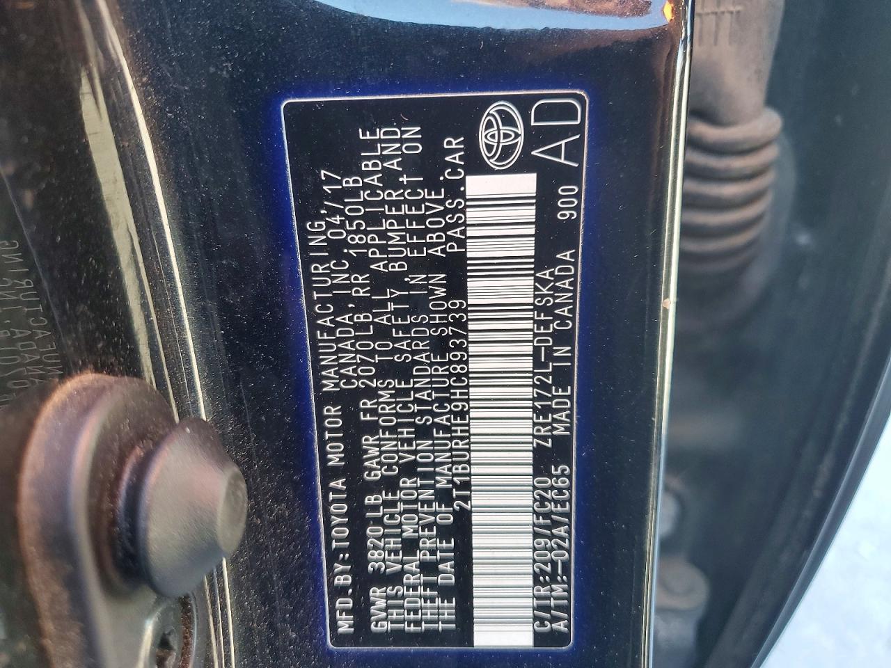 2017 TOYOTA COROLLA