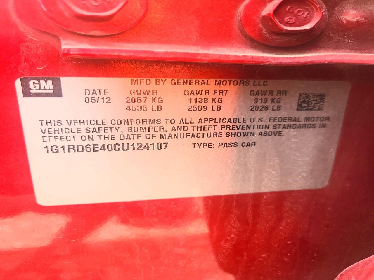 2012 CHEVROLET VOLT