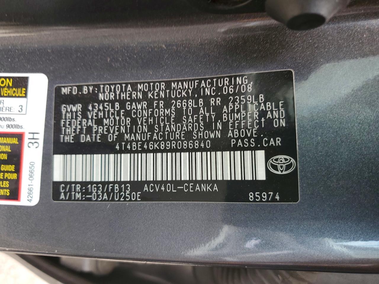 2009 TOYOTA CAMRY