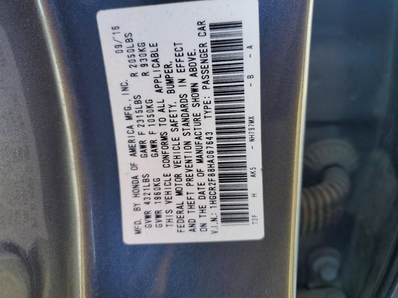 2017 HONDA ACCORD