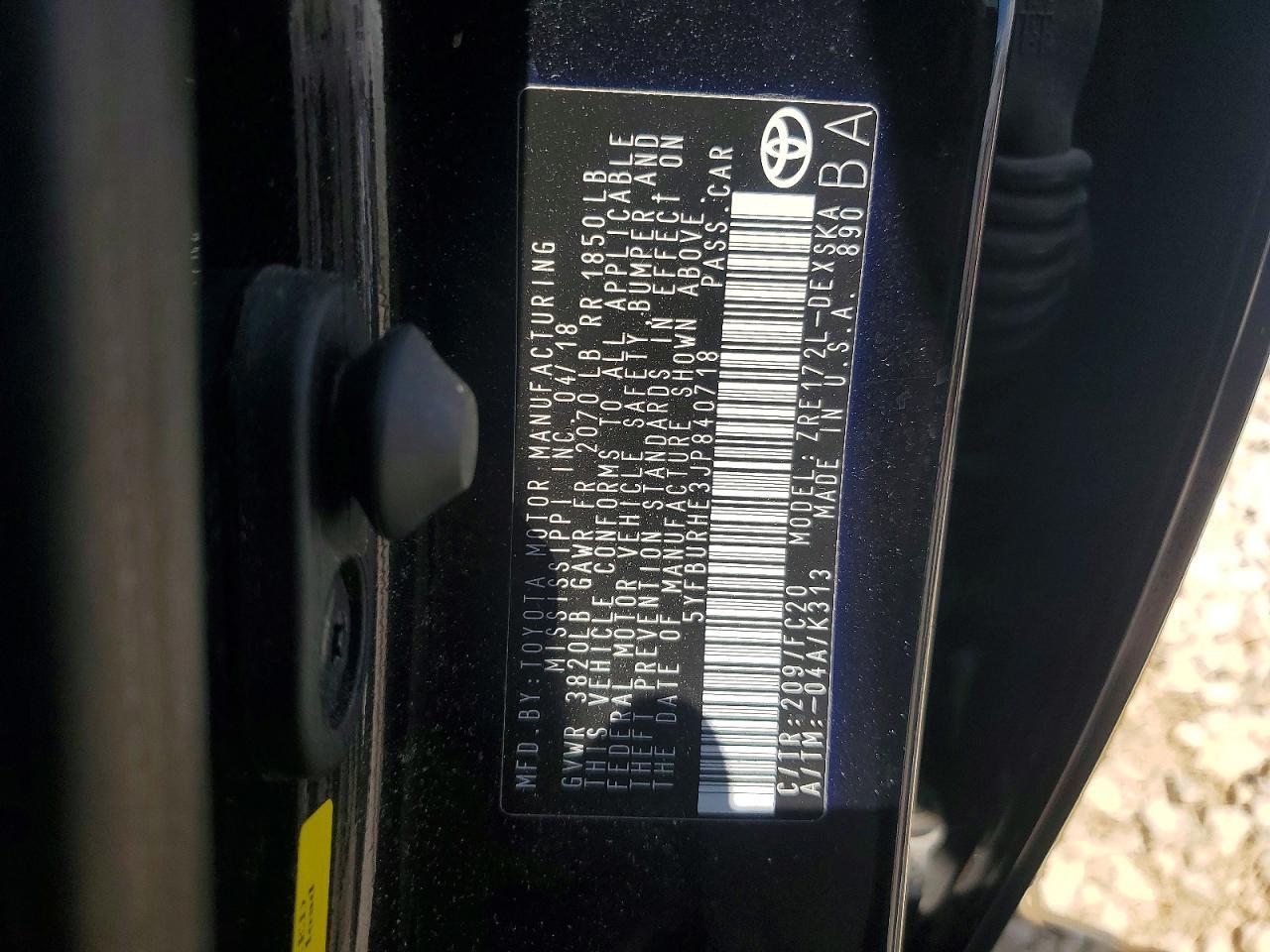 2018 TOYOTA COROLLA