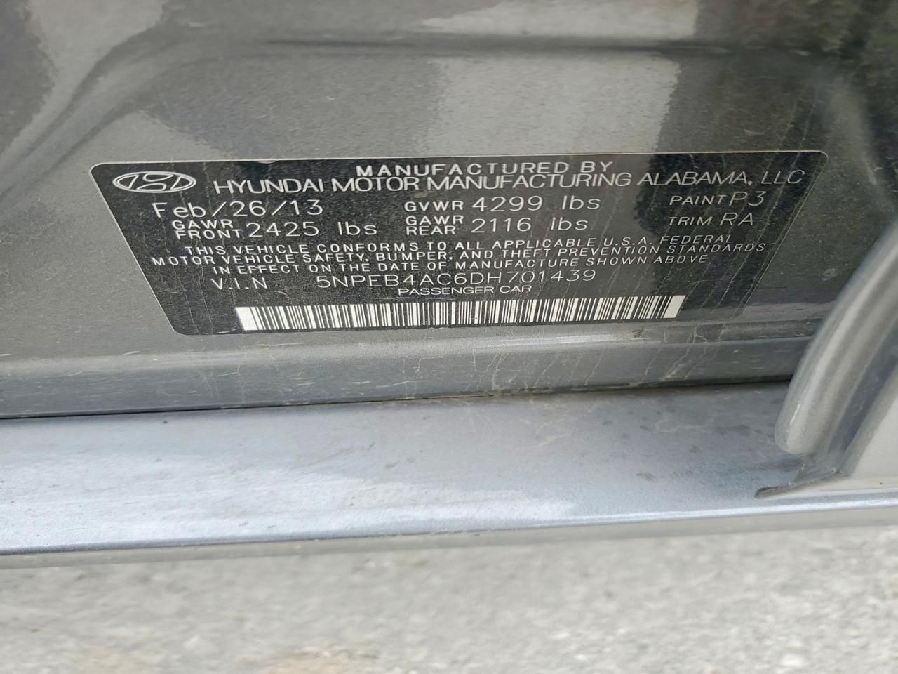 2013 HYUNDAI SONATA